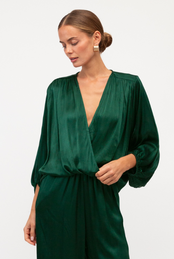 Lara Cross Over Blouse - Emerald
