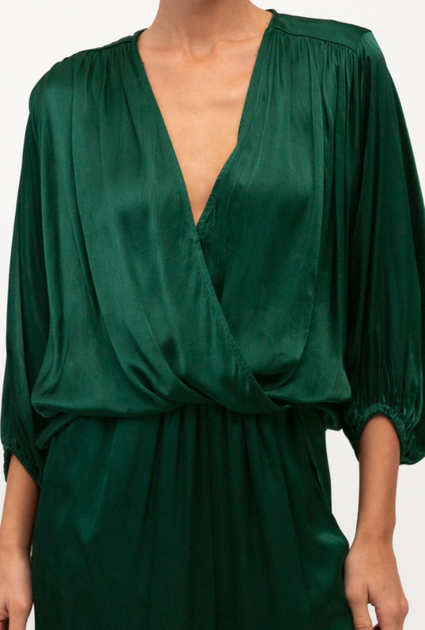 Lara Cross Over Blouse - Emerald
