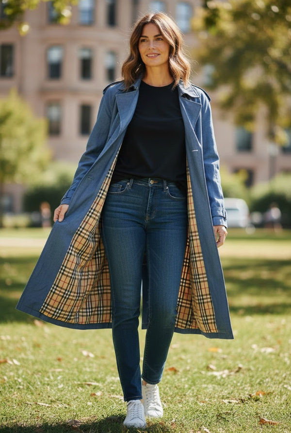 Camden Tencel Trench - Chambray Blue