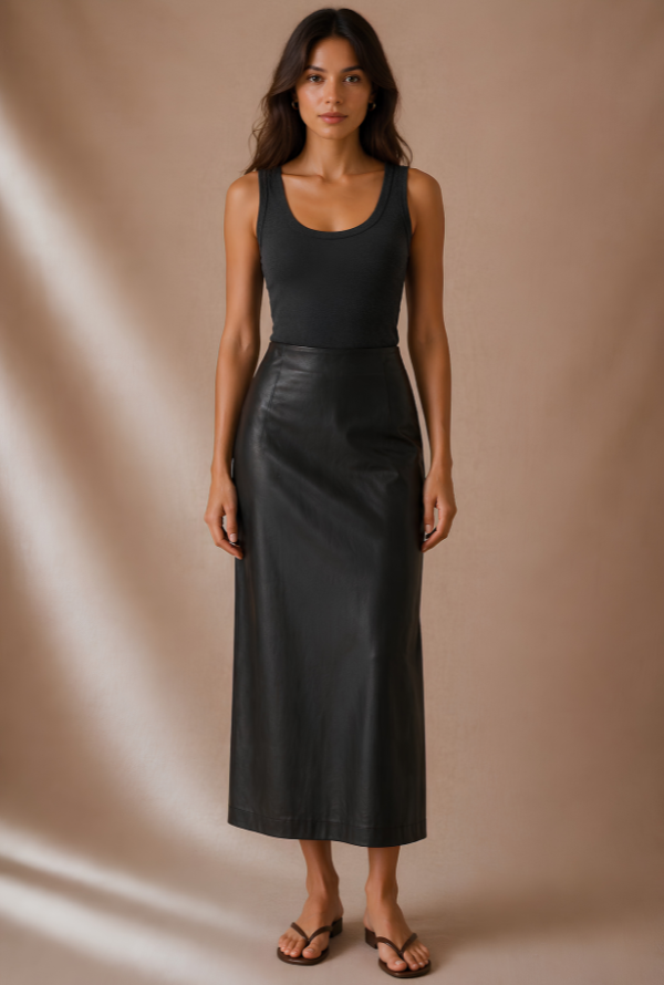 Valentina Faux Leather Skirt - Black