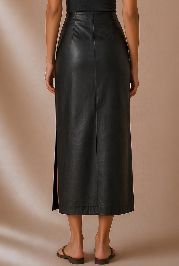 Valentina Faux Leather Skirt - Black