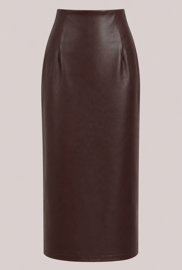 Valentina Faux Leather Skirt - Choc Burgundy