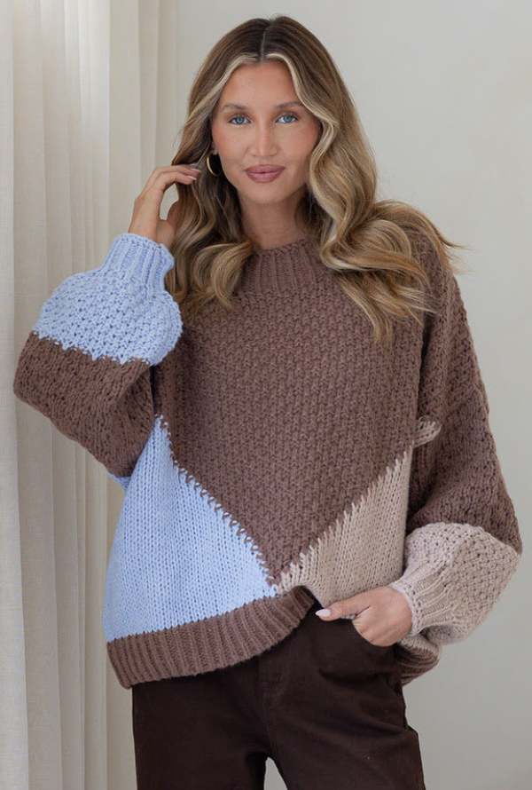 Penny Knit - Choc / Mocha / Blue