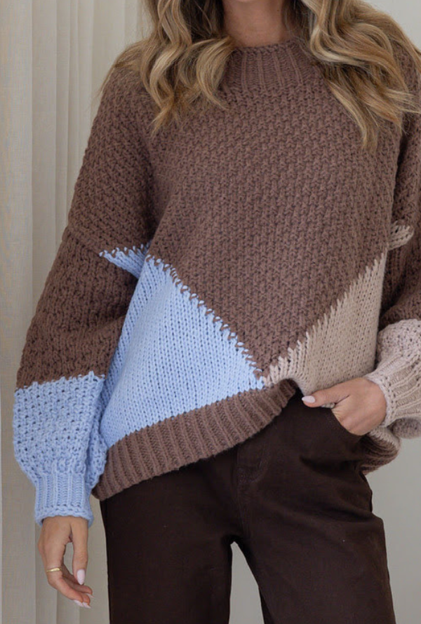 Penny Knit - Choc / Mocha / Blue