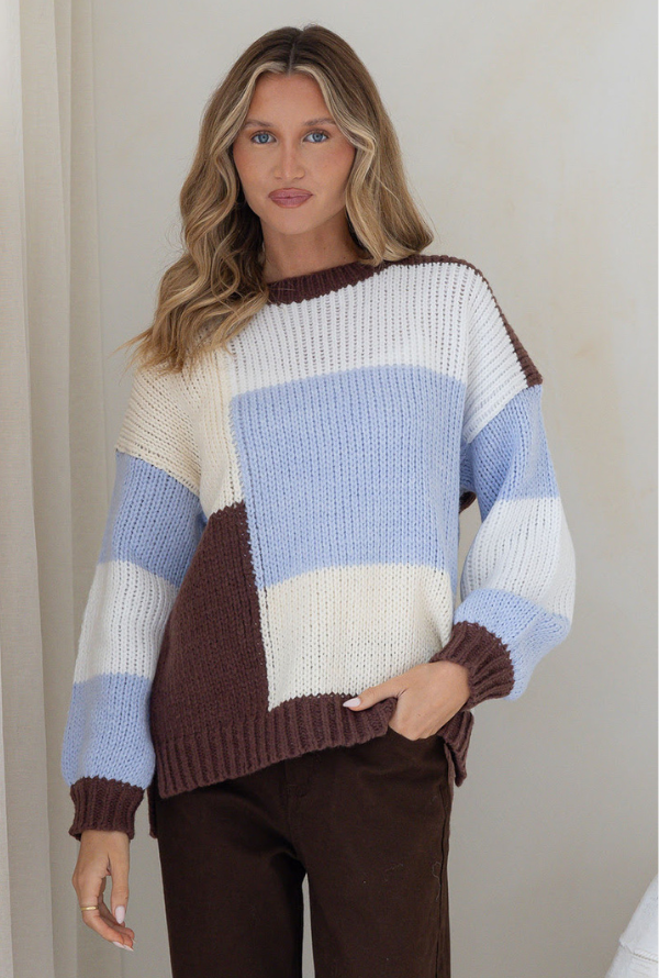 Morgan Knit - Powder Blue / Choc