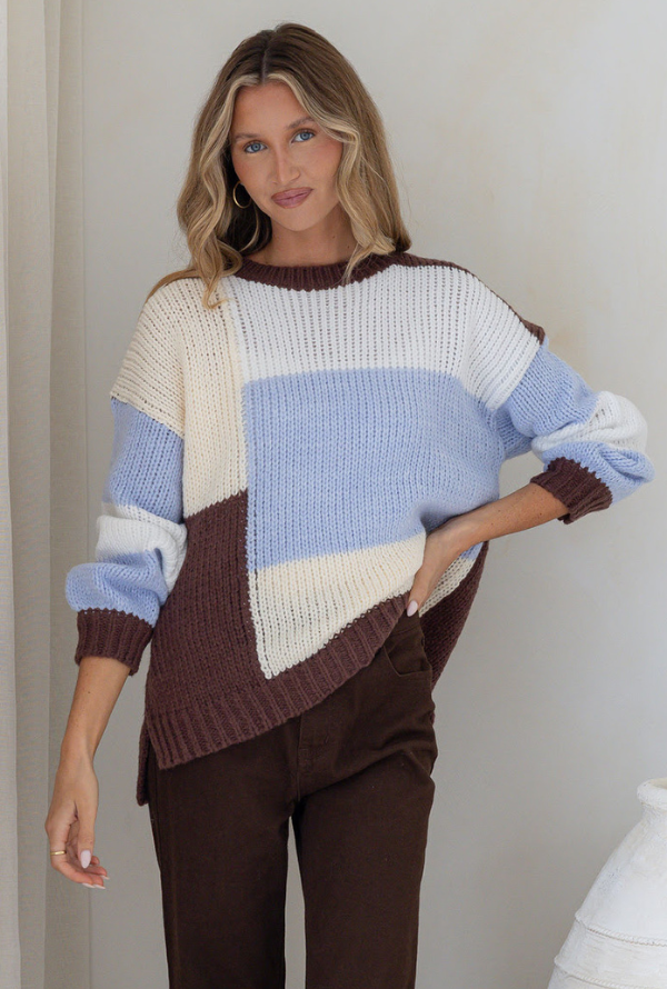 Morgan Knit - Powder Blue / Choc