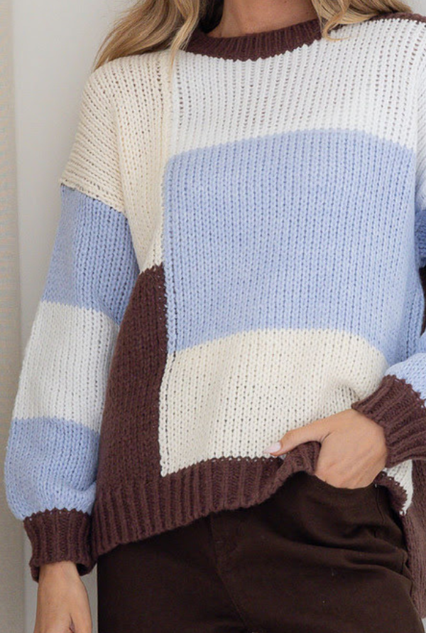Morgan Knit - Powder Blue / Choc