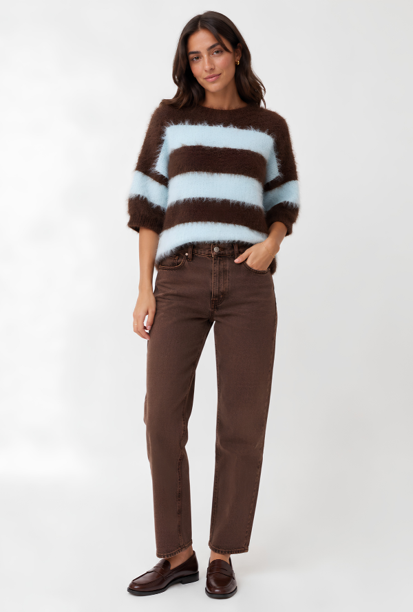 Pia Knit - Powder Blue / Choc