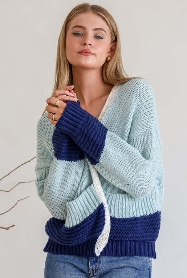 Charlotte Cardigan - Teal/Royal Blue