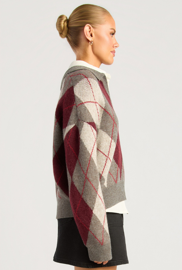Argyle Knit - Charcoal
