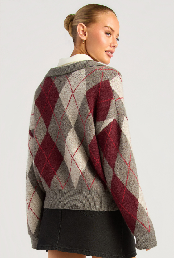 Argyle Knit - Charcoal