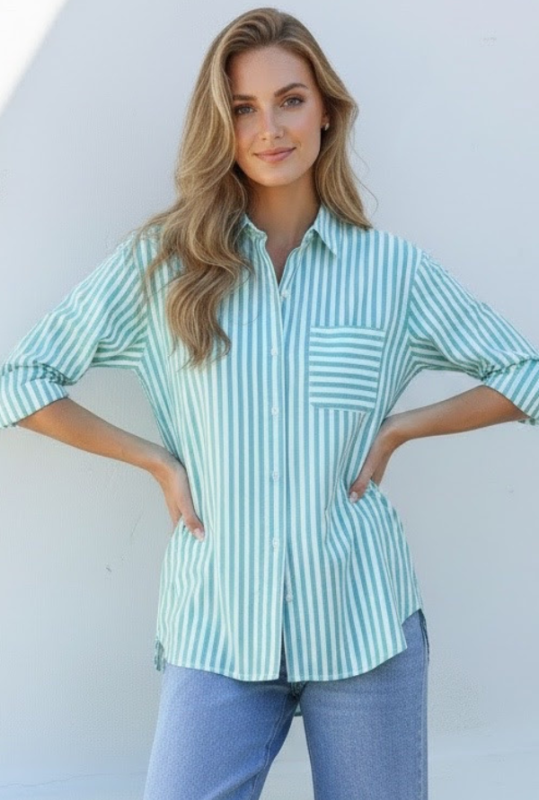Sienna Shirt - Green/White