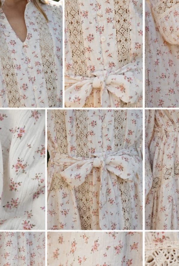 Ditsy Floral Midi - Natural