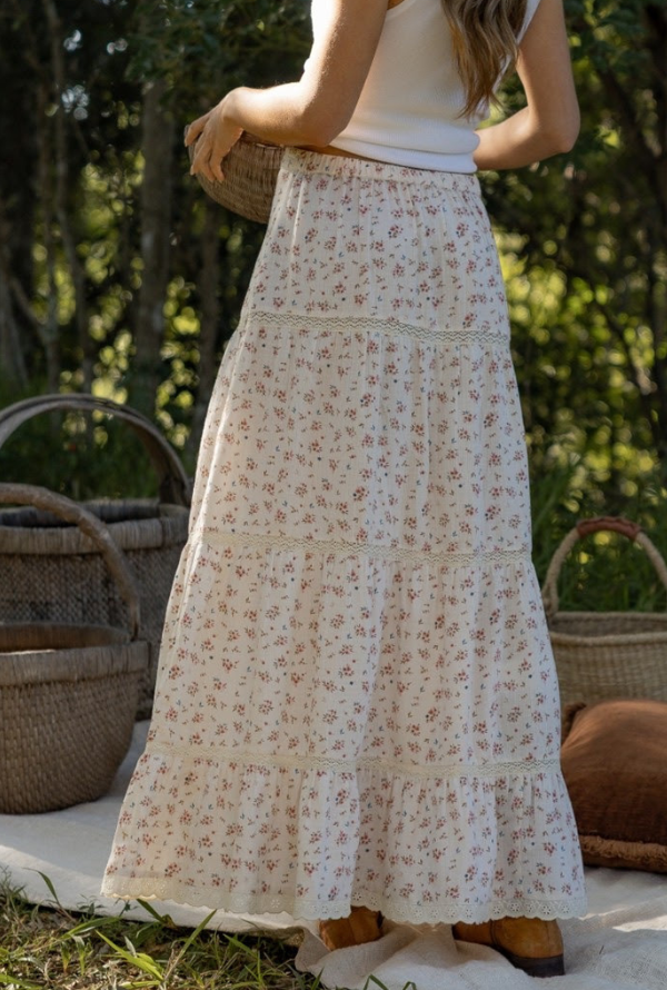 Ditsy Floral Skirt - Natural