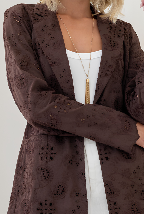 Audrey Broderie Blazer - Chocolate