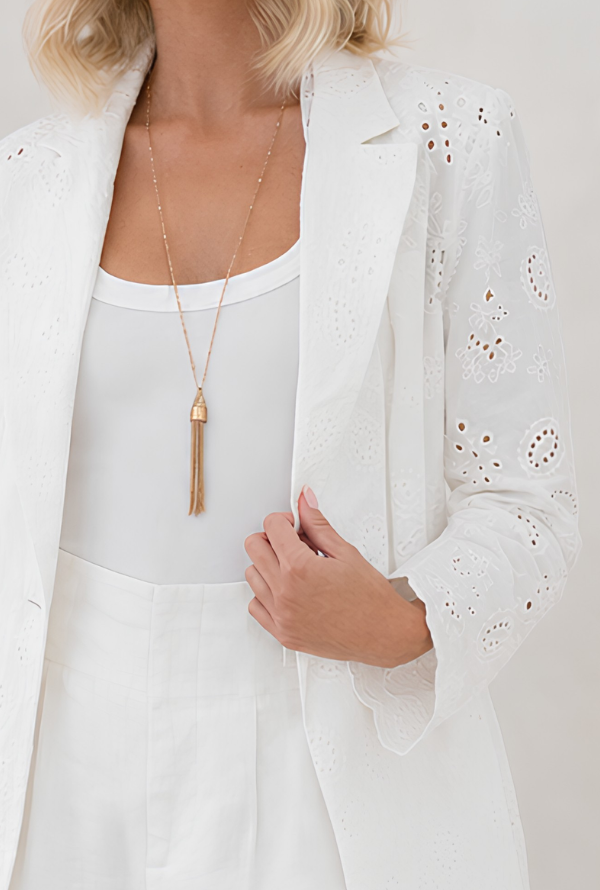 Audrey Broderie Blazer - White