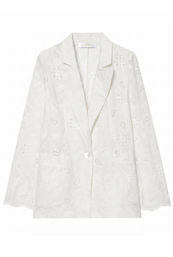 Audrey Broderie Blazer - White