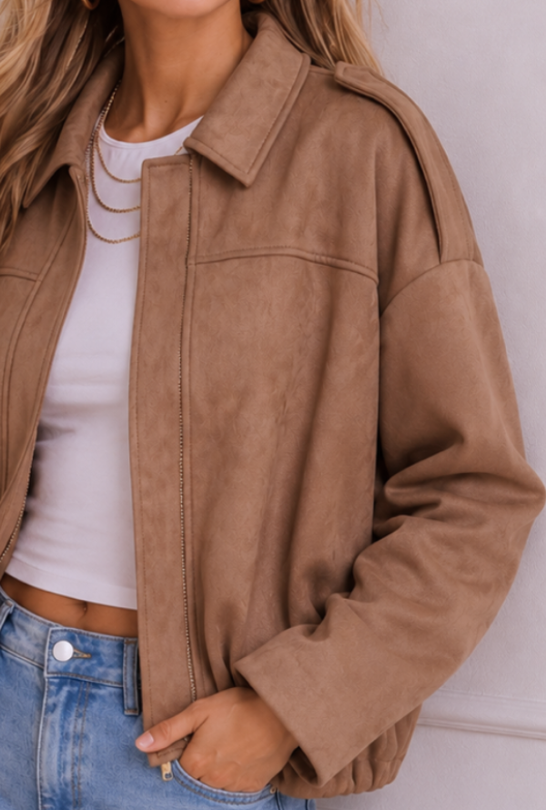 Molly Faux Suede Jacket - Tan