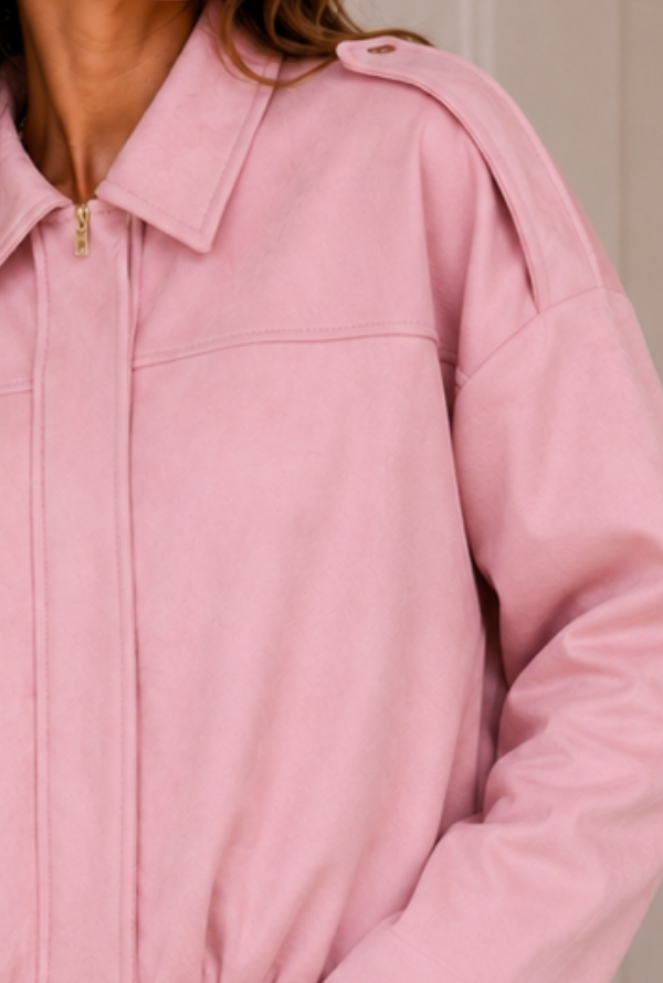 Molly Faux Suede Jacket - Blush
