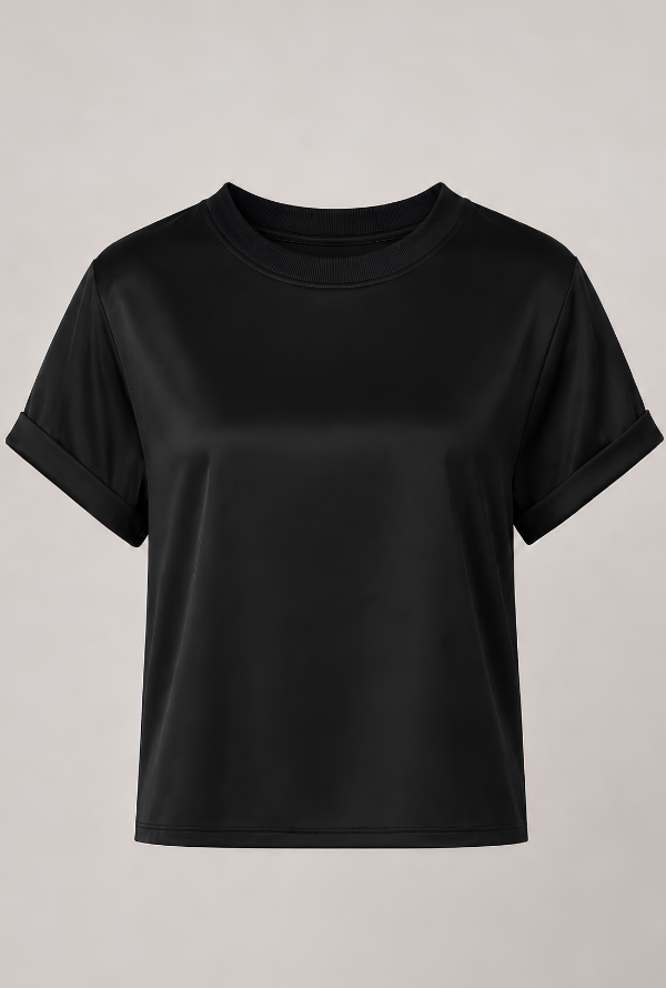 Cleo Satin Tee - Black