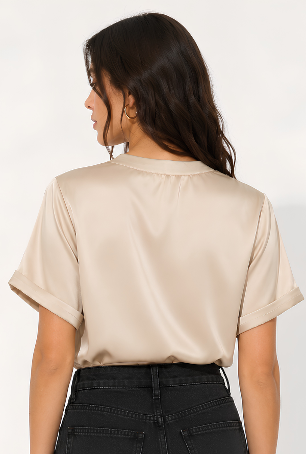 Cleo Satin Tee - Stone