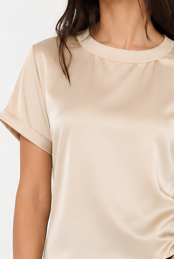 Cleo Satin Tee - Stone