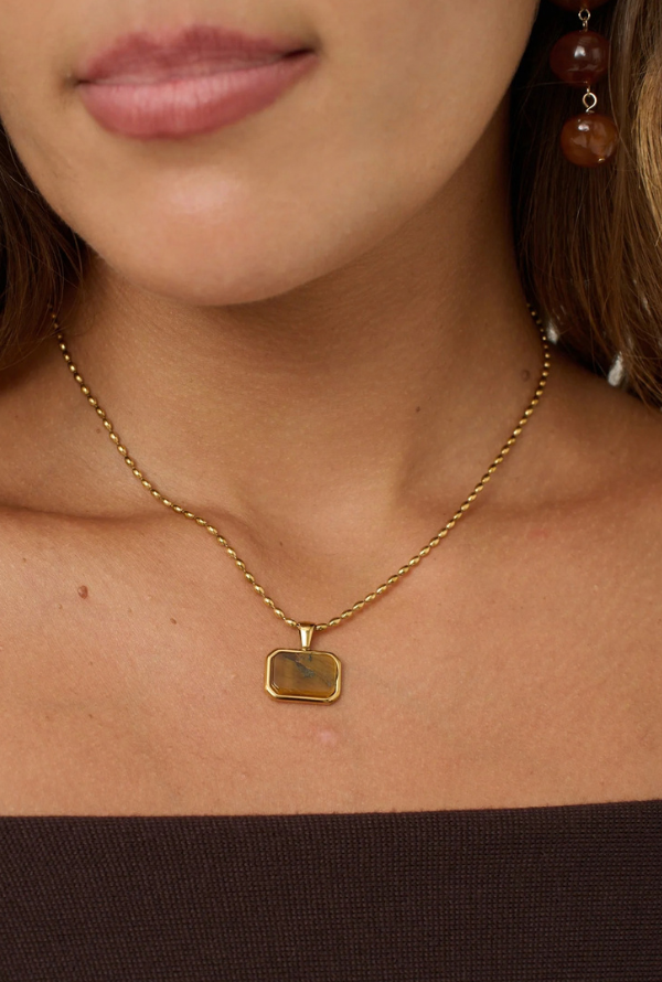 Voyager Tiger Eye Neckless - Gold