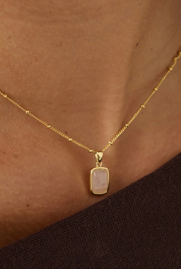 Ophelia Rose Quartz Necklace - Gold