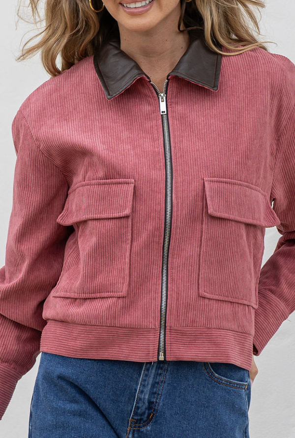 Charlie Cord Barn Jacket - Dusty Pink