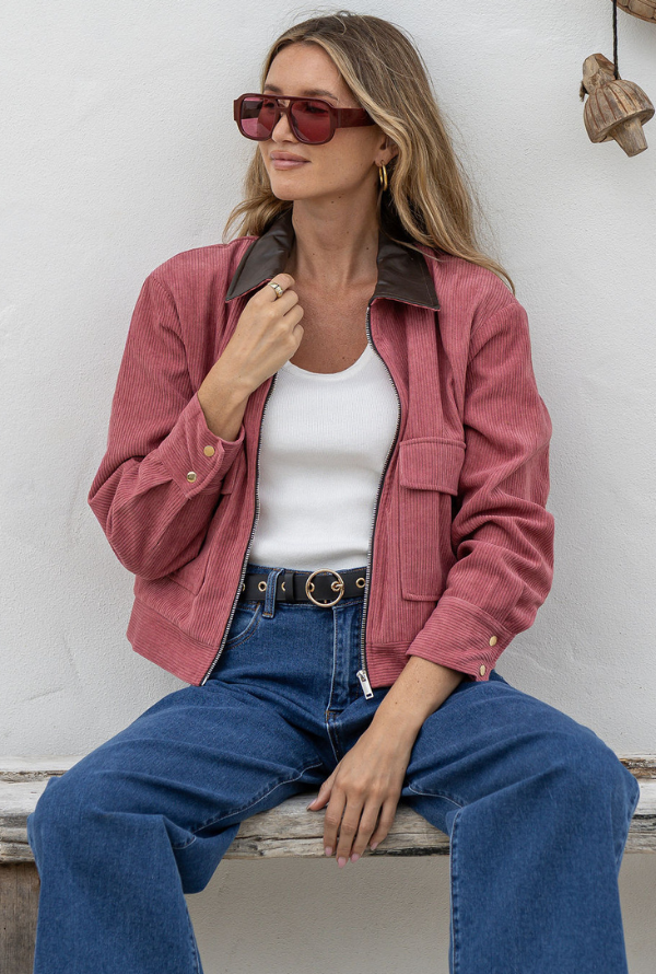 Charlie Cord Barn Jacket - Dusty Pink