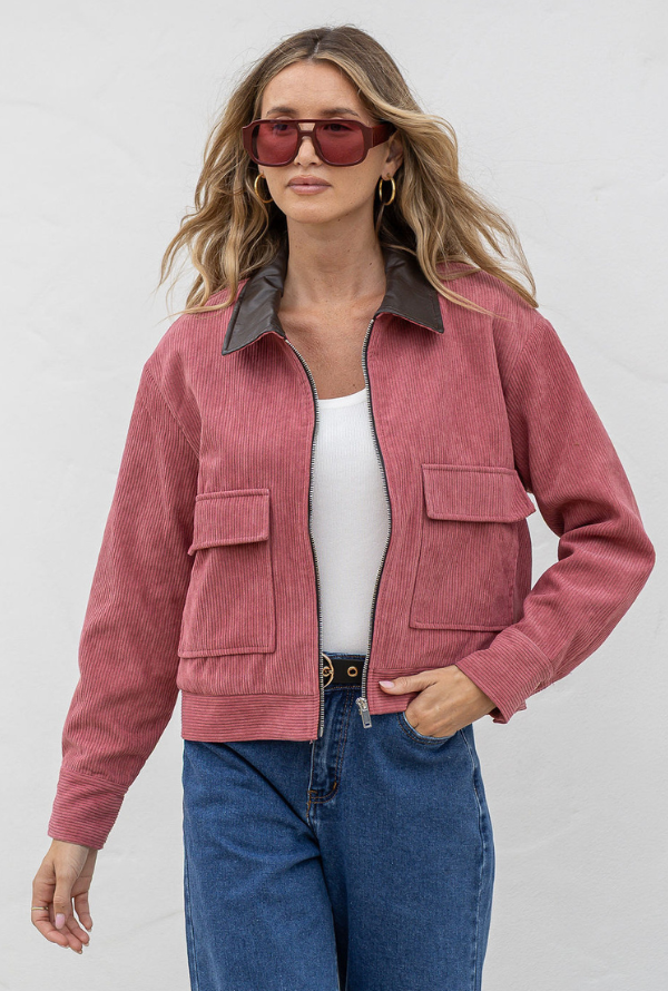 Charlie Cord Barn Jacket - Dusty Pink