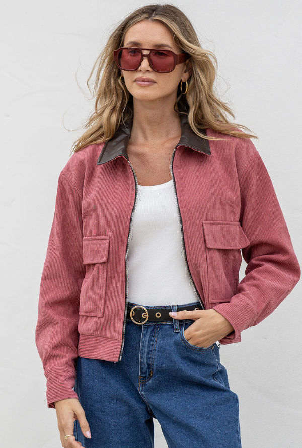 Charlie Cord Barn Jacket - Dusty Pink