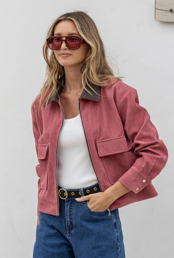 Charlie Cord Barn Jacket - Dusty Pink