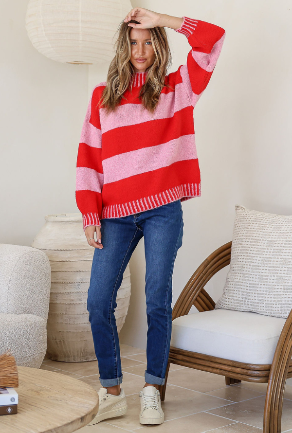Aspen Knit - Blush/Red