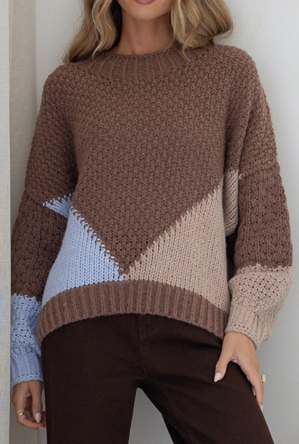 Penny Knit - Choc / Mocha / Blue