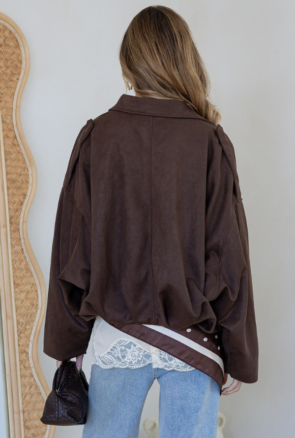 Molly Faux Suede Jacket - Chocolate