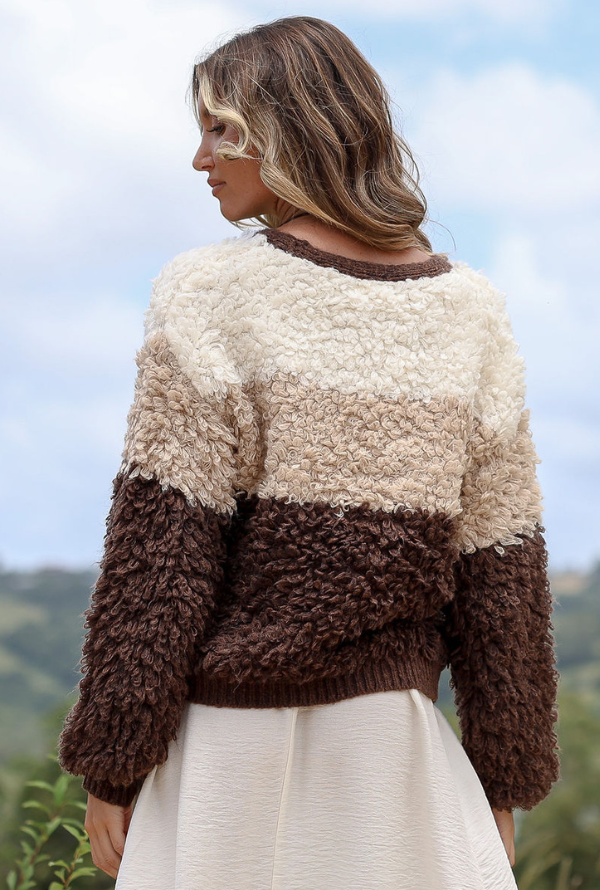 Aria Cardigan - Latte/Choc