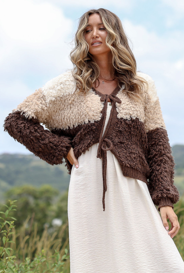 Aria Cardigan - Latte/Choc