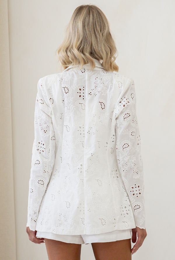 Audrey Broderie Blazer - White