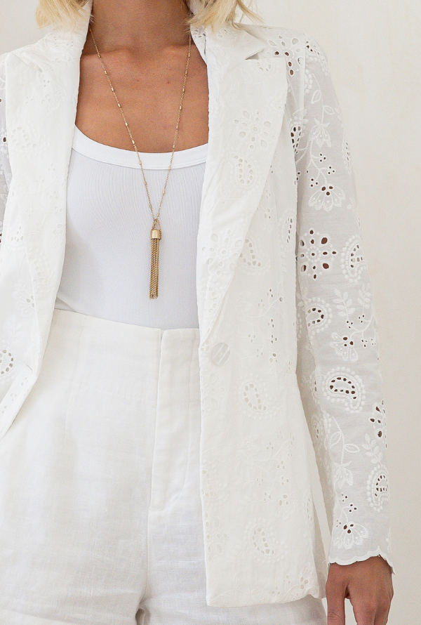 Audrey Broderie Blazer - White