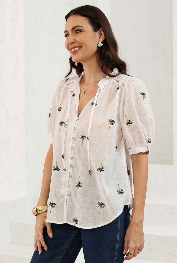Palm Blouse - White