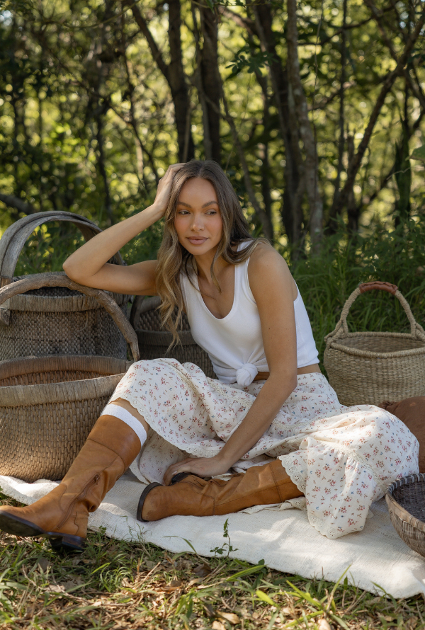 Ditsy Floral Skirt - Natural