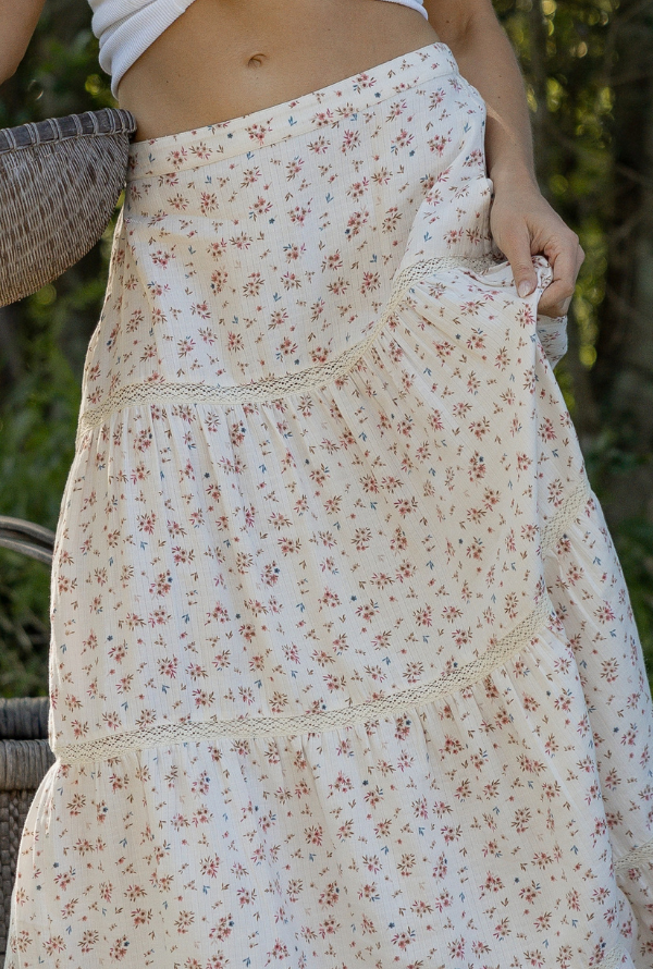 Ditsy Floral Skirt - Natural